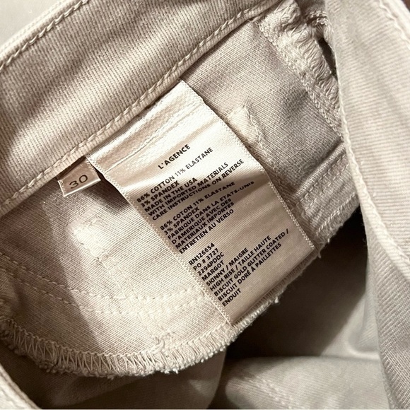 NEW L'AGENCE Margot High Waist Ankle Crop Glitter Coated Denim Skinny Jeans 30 - Picture 11 of 12